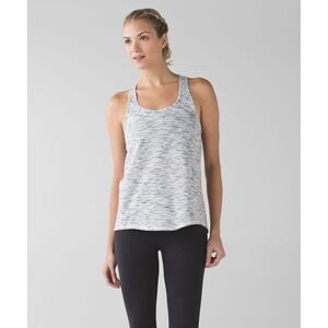 Lululemon Athletica Salute The Sun Tank Top Womens 8 Black White Tiger Space Dye